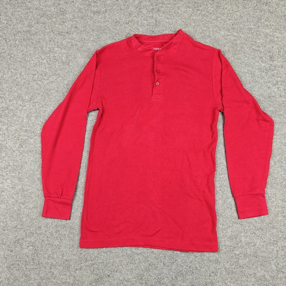 Galaxy By Harvic Thermal Shirt Mens Small Red Long‎ Sleeve Henley Undershirt